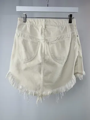 Free People Bailey Fray Hem Denim‎ Mini in White Skirt Size 26 thumbnail 9
