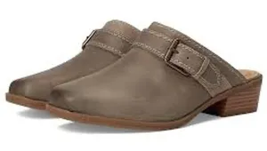 Clarks Collection Mules Womens 8.5W Taupe Excellent Leather Buckle‎ Block Heel thumbnail 1