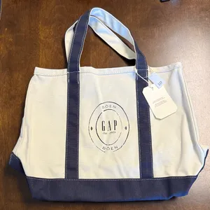 NWT Gap X DOEN Logo Tote Bag Smooth Cotton Canvas With Straps thumbnail 1