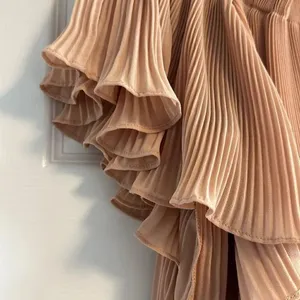 Endless Rose Off Shoulder with Adjustable Straps Tan Pleated Flowy Blouse thumbnail 4