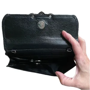 BRIGHTON Zip Around Glossy Black Croc‎ Leather Clutch Wallet thumbnail 8