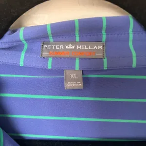 Peter Millar Summer comfort blue striped polo shirt size XL thumbnail 3