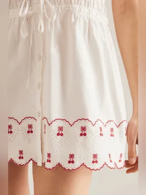 NWT Anthropologie Damson Madder Amaya Scalloped Mini Dress white red UK 12/ US 8 thumbnail 8