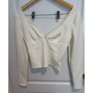 Free People Womens Size M Duo Cami Corset Long Sleeve Stretch Tee Ivory‎ thumbnail 2