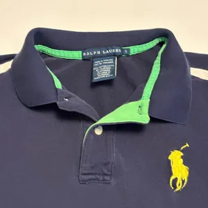 Ralph Lauren Polo Shirt Womens L Navy US Open Big Pony Short Sleeve Cotton thumbnail 2