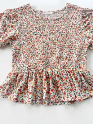 Blu Pepper Floral Smocked Peplum Top size M thumbnail 6