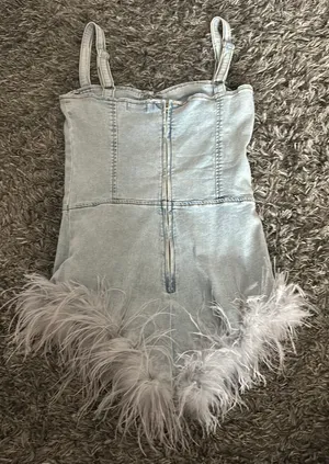 Edikted Fluffy Denim Romper thumbnail 6