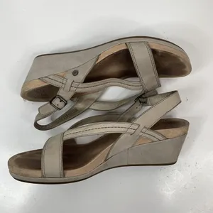 Ugg Australia Size 8 Kensley Wedge Sandals Heels Sling Back Tan Leather Women's thumbnail 3