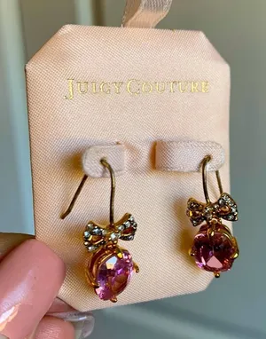 Juicy Couture Y2K Pink Glam Drop Bow Earrings thumbnail 1