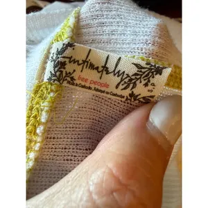 Free People Out of This World Bodysuit Women Small Ivory Yellow Ribbed Knit Boho thumbnail 7