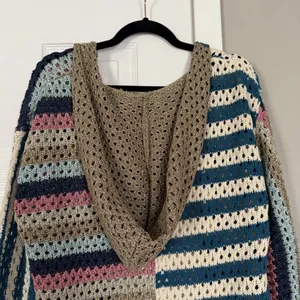 Elan Nara Crochet Blue Pink Multicolor Sweater Cardigan NWT thumbnail 9