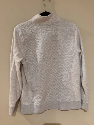 L.L. Bean Gray Quilted Quarter-Zip Pullover thumbnail 7