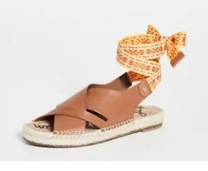 Sam Edelman Alisha Espadrille Leather Flat Sandals Ankle Tie Size 7 thumbnail 1