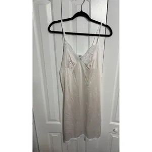 Vintage Style Satin Slip Dress Lace‎ Trim Cream Romantic Coquette Small thumbnail 2