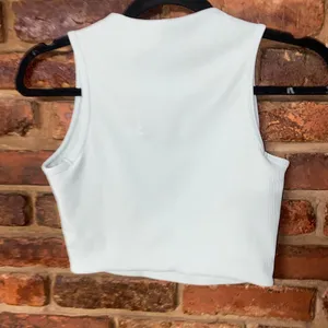 SPANX Blue Contour Rib Mock Neck Crop Top Cropped Tank Women's Size Small thumbnail 8