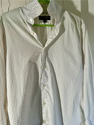 Banana Republic White Shirt with Navy Dot Print thumbnail 7