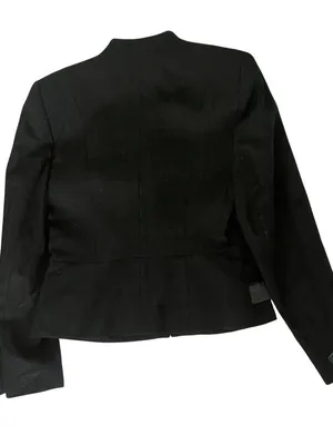ALBERTO MAKALI Skirt Suit Worsted Wool Leather Trim Size 6 Made In USA VINTAGE thumbnail 6