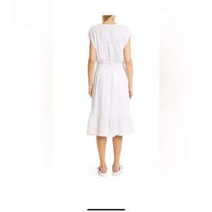 Rails Ashlyn Stripe Linen Blend Midi‎ Dress, Medium, White thumbnail 2