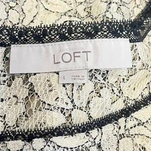 LOFT Cream Floral Lace Button Back‎ Blouse Romantic Feminine Top Large thumbnail 5