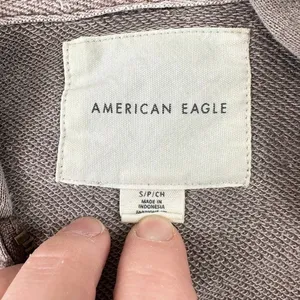 American‎ Eagle Cropped Zip Up Hoodie Sweatshirt Womens Small Brown Mineral Wash thumbnail 5