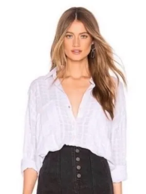 Free People Loveland solid buttondown textured shirt in Lavender, size S overszd thumbnail 1