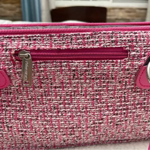 Wine pink clutch tweed design thumbnail 3
