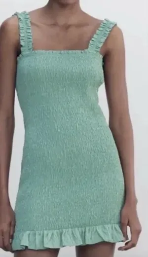 Zara Mint Green Ruffle Mini‎ Dress Size Small thumbnail 1