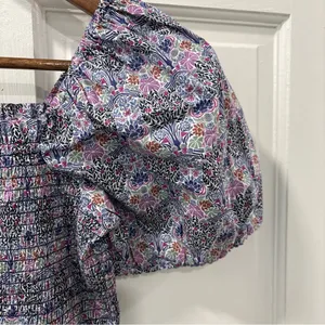 J.Crew Women’s Smocked Square Neck Puff Sleeve Top Size M Liberty Fabric Floral thumbnail 6