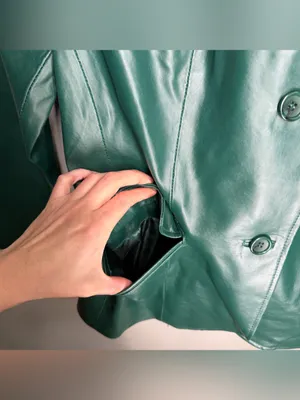 Chadwicks Vintage Y2K Deep Green 100% Leather Blazer Tailored Capsule Classic thumbnail 8