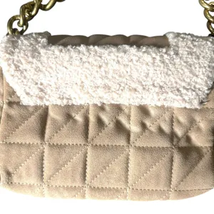 ZARA Quilted Shearling‎ Shoulder Bag Tan thumbnail 3