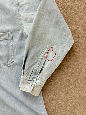 Light Wash Utility Denim Button-Down Shirt chest Pockets Plus Sz 1XLarge thumbnail 7