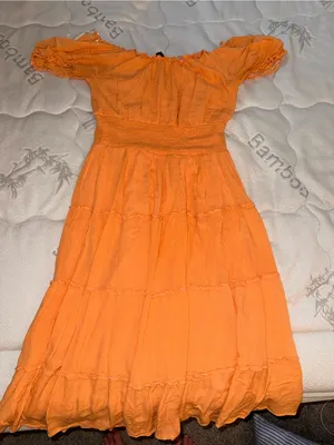Orange Off-Shoulder Tiered Maxi Dress thumbnail 1