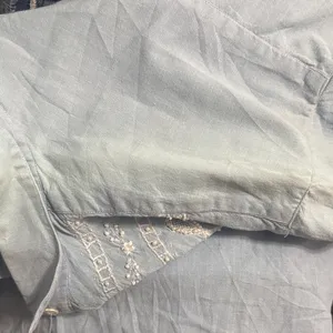Vintage 90s Light Blue Beaded Embroidered Western‎ Button Down Long Sleeve Shirt thumbnail 6