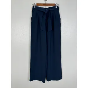 Lululemon Noir Pant True Navy High Rise Wide Leg Tie Waist Trousers Size 6 thumbnail 5