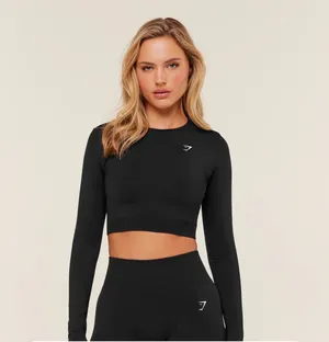 Gymshark Everyday Seamless Long Sleeve Crop Top Black S Estimated thumbnail 9