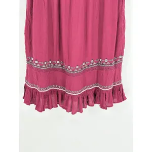 Free People Sleepless Summer Mini Dress XS Berry Burgundy‎ Embroidered Boho NWT thumbnail 9