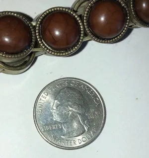 Vintage Brass Chunky Beaded Boho Stretchy Bracelet thumbnail 3