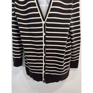 Lauren Ralph Lauren Striped Cardigan Sweater Brown Orange White Women's‎ Large thumbnail 4
