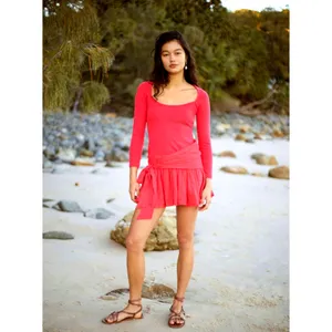 Free People Lexi Drop Waist Mini Dress High Risk Red M thumbnail 3