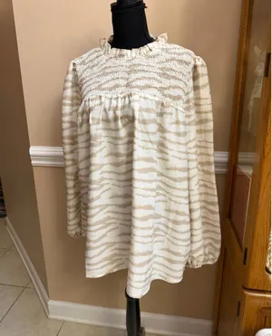 Shop the Mint Raise Your Standards Taupe Brown Zebra Print Blouse thumbnail 2