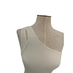 Lululemon Ribbed Asymmetrical One Shoulder Knit Mini Dress Ivory Size‎ XXS thumbnail 4