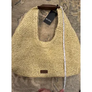BCBGMAXAZRIA Woven Raffia Shoulder Bag In Brown NWT READ $128 thumbnail 11