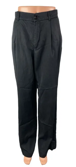 Zara Women's Black High Rise Pleated Relaxed Straight Leg Trousers Pants Size S thumbnail 1