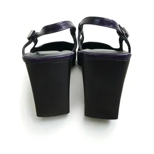 COACH VTG Italian Leather Slingback Pump Heels Sz 8 B Black/Plum Party Rare Y2K thumbnail 5