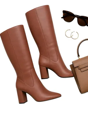 Cole Haan Knee High Leather Boots Women 7.5B Dusty Rose Luxe Heel EUC Designer thumbnail 1