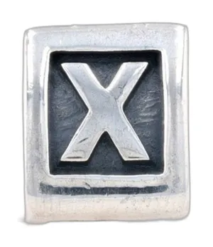 Pandora Silver Alpha Letter "X" Block Initial Authentic Charm thumbnail 1
