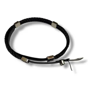 JG Hook Womens Black Braided Leather Belt Ornate Silver Buckle Accent Concho XL thumbnail 2