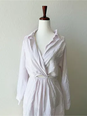 Young Fabulous and Broke Derby Cut Out Poplin Shirt Maxi Dress Light Baby Pink thumbnail 5