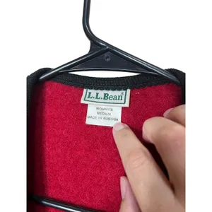 Vintage L.L.‎ Bean Wool Vest Women's Medium Red Black Embroidered Sleeveless thumbnail 6