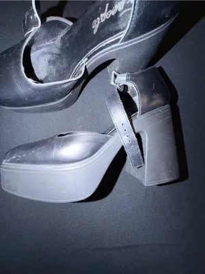Free People Black Leather Platform Mary Jane Heels 38.5 / 8.5 thumbnail 2